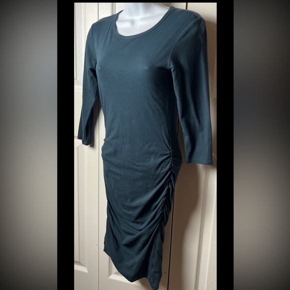 JAMES PERSE Skinny Dress Bodycon Ruched Mini Forest Green Teal Small - Picture 4 of 6